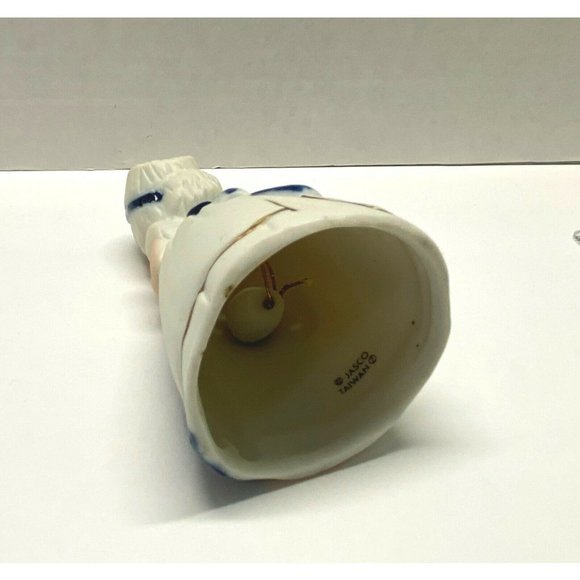 Vintage Jasco Bell Dutch Woman Broom Blue and White Porcelain 4" Tall Taiwan - Picture 8 of 8